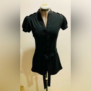 Fredericks of Hollywood Black Shorts Button Down Romper Size Small